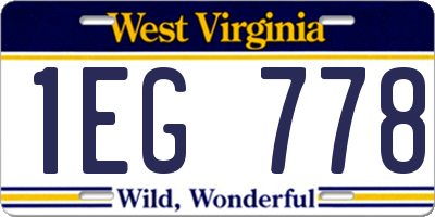 WV license plate 1EG778