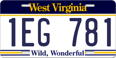 WV license plate 1EG781