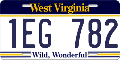 WV license plate 1EG782