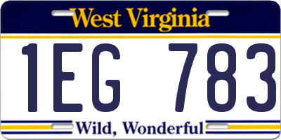 WV license plate 1EG783