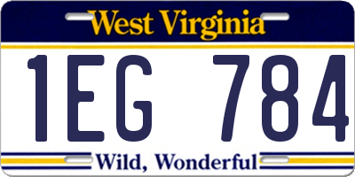 WV license plate 1EG784
