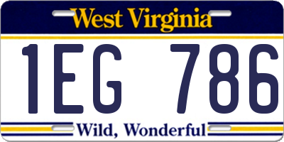 WV license plate 1EG786