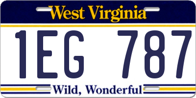 WV license plate 1EG787