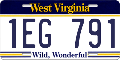 WV license plate 1EG791