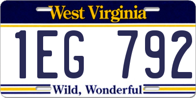 WV license plate 1EG792