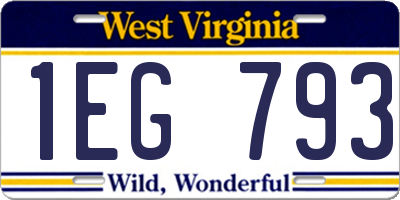 WV license plate 1EG793