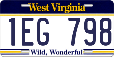 WV license plate 1EG798