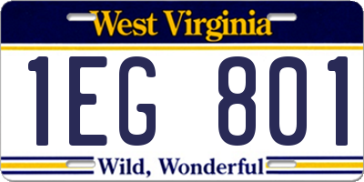 WV license plate 1EG801