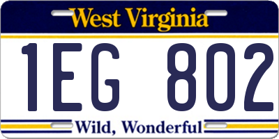 WV license plate 1EG802