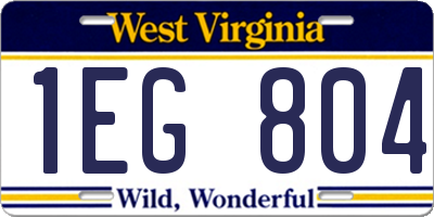 WV license plate 1EG804