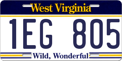 WV license plate 1EG805