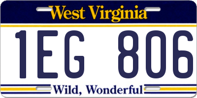 WV license plate 1EG806