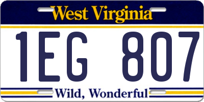 WV license plate 1EG807