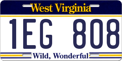 WV license plate 1EG808