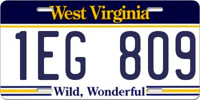 WV license plate 1EG809