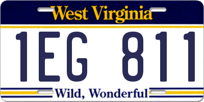 WV license plate 1EG811
