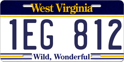 WV license plate 1EG812