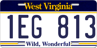 WV license plate 1EG813