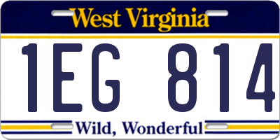 WV license plate 1EG814