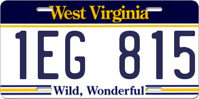 WV license plate 1EG815
