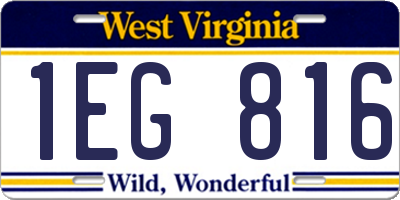 WV license plate 1EG816