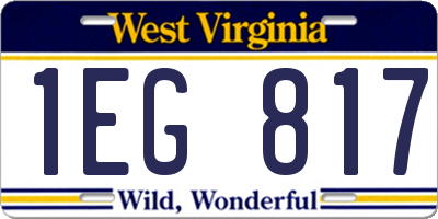 WV license plate 1EG817