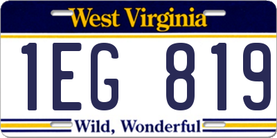 WV license plate 1EG819