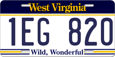 WV license plate 1EG820