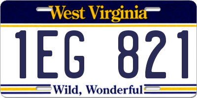 WV license plate 1EG821