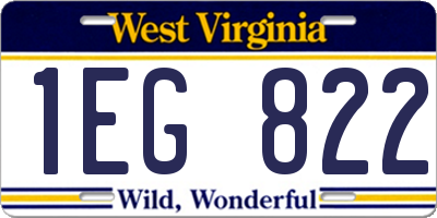 WV license plate 1EG822