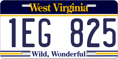 WV license plate 1EG825