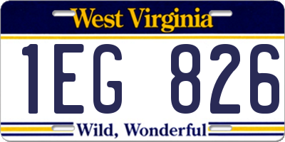 WV license plate 1EG826