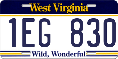WV license plate 1EG830