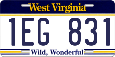 WV license plate 1EG831