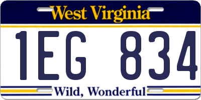 WV license plate 1EG834