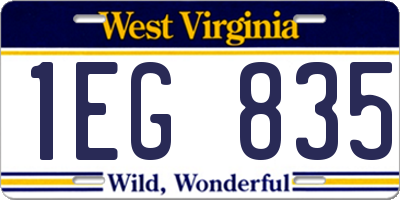 WV license plate 1EG835