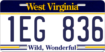 WV license plate 1EG836