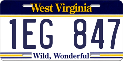 WV license plate 1EG847