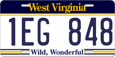 WV license plate 1EG848