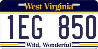 WV license plate 1EG850