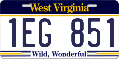WV license plate 1EG851