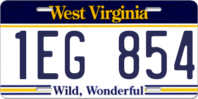 WV license plate 1EG854