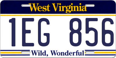 WV license plate 1EG856