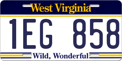 WV license plate 1EG858