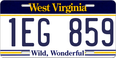 WV license plate 1EG859