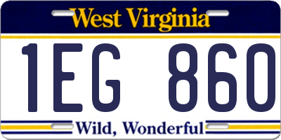 WV license plate 1EG860