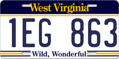 WV license plate 1EG863