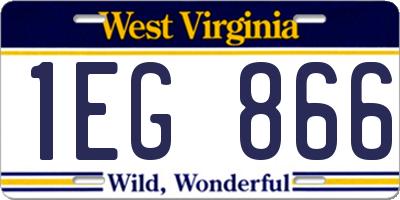 WV license plate 1EG866