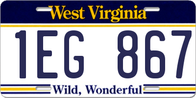 WV license plate 1EG867
