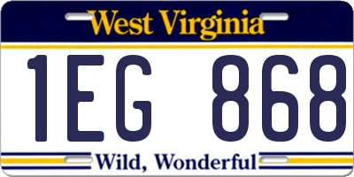 WV license plate 1EG868